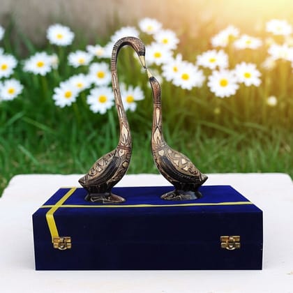 Brass Duck Pair Table Decor Showpiece for Home & Office, Height : 12.6 Inch (ANMAS187 B)