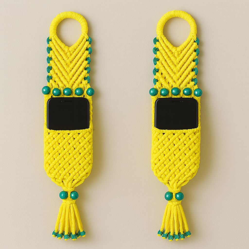Elegant Macramé Mobile Holder (Pack of 2)