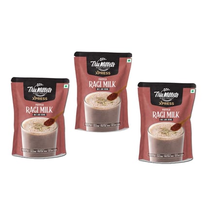 Trumillets Xpress - Healthy Millet Drink - Instant Mix | Nutrition for Adults (both Men and Women) and Kids- Health,Strength and energy| No Preservatives| Popped Ragi Milk -200g (Pack of 3)