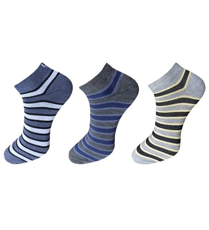 3_Pair Set Unisex Casual Cotton Striped Ankle Length Socks (Multicolor)-PID54101
