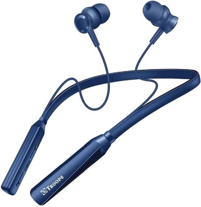 Neckband Bluetooth Earphones with 10mm Drivers,Music 50 Hours Playtime Bluetooth & Wired Headset (Blue, In the Ear)
