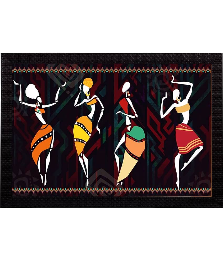 eCraftIndia Set of 3 Black & Red Tribal Theme Satin Matt Texture UV Art Painting