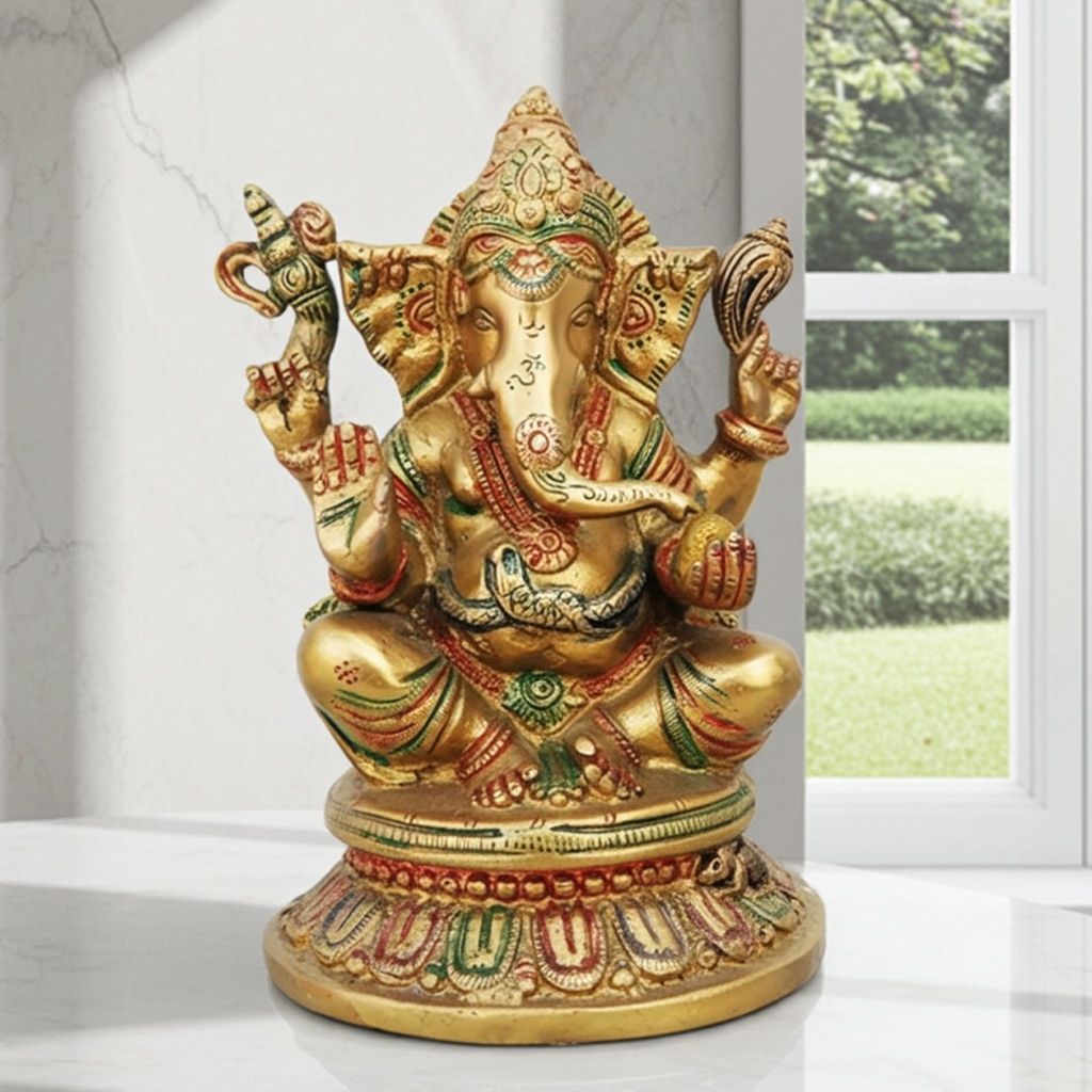 Brass Showpiece Ganesh Ji Statue (BSMAS497 G)