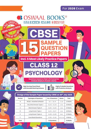 Oswaal CBSE 15 Sample Question Papers Class 12 Psychology for 2026 Board Exam (As per CBSE Sample Question Paper issued on 30 July 2025)-oswaal12sppsyc15 [Paperback] Oswaal