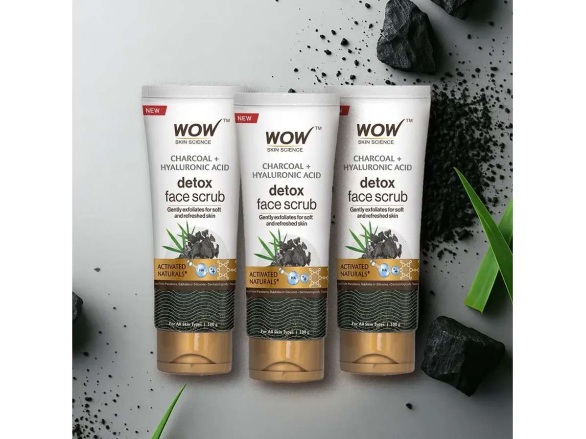 WOW Skin Science Activated Charcoal Face Scrub - 100 ml  ( Pack of 3)