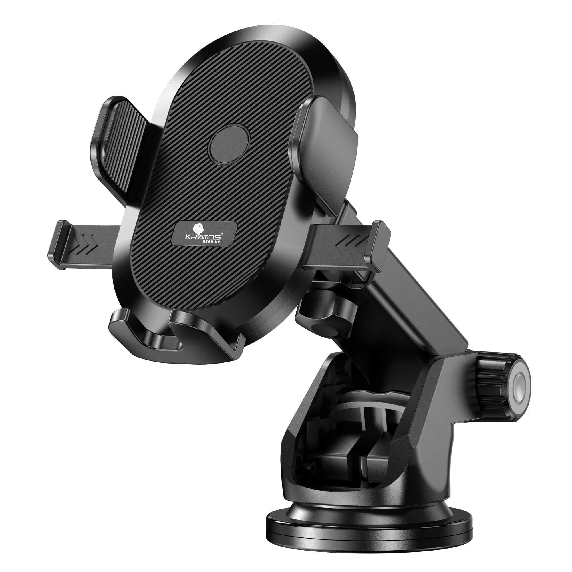 Kratos Grip X2 car Mobile Holder for Dashboard with 360 Degree Rotation Phone Holder in car with Quick Release Button, Strong Suction Cup Mount for Windshield & Dashboard, Mobile Holder for car Black