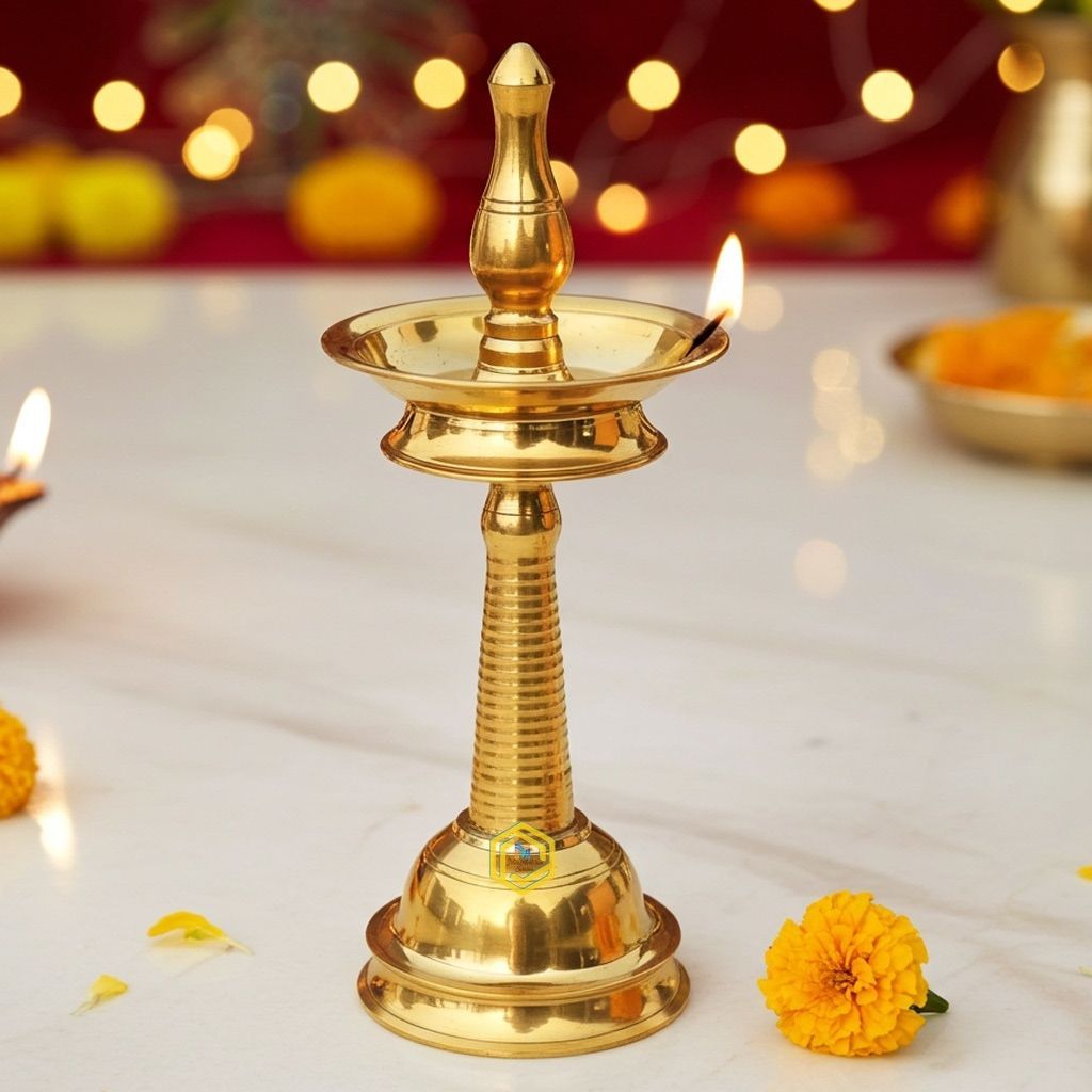 Brass Table Decor Round Kerala Fancy Deepak (FMAS716 H)