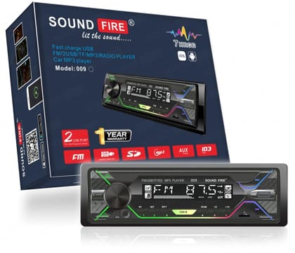 SOUND FIRE 009 Charge Pro+ C-USB/FM/SD/AUX/Bluetooth Wireless with Phone Caller Id Receiver Universal Car Stereo (Single Din) black