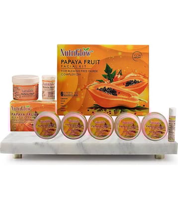 Nutriglow Papaya Fruit Facial Kit (260gm) Papaya Fruit Bleach Cream (43gm) Facial Kit g Pack of 2