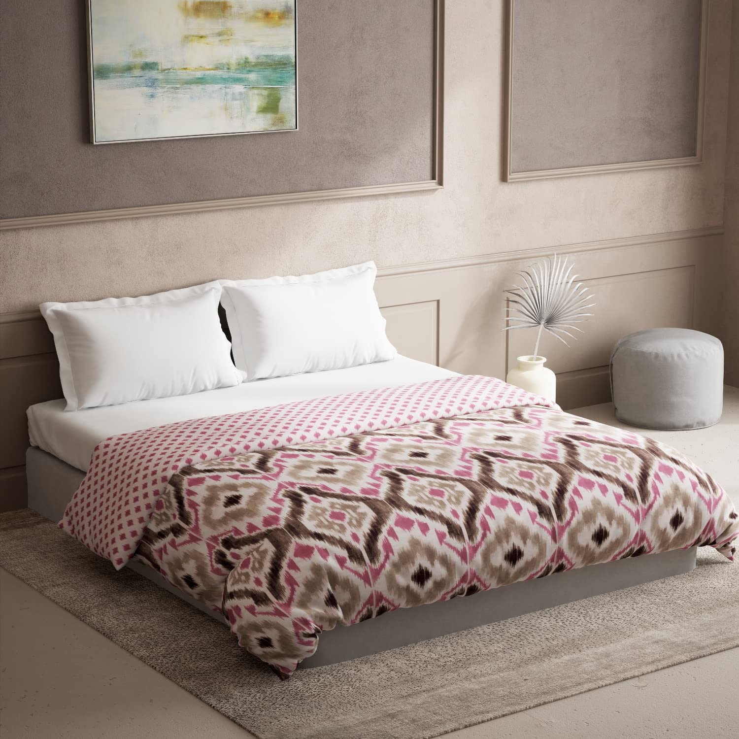 DDECOR - Cherish Collection 100% Cotton Ethnic Pattern 150TC King Quilt |229 CM X 274 CM| - Pink