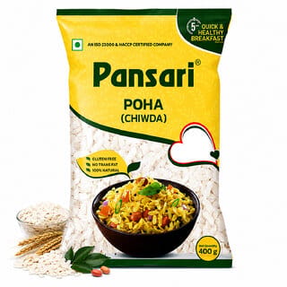 Pansari Poha, 400g | Ready to Cook Chiwda, Traditional Indian Breakfast