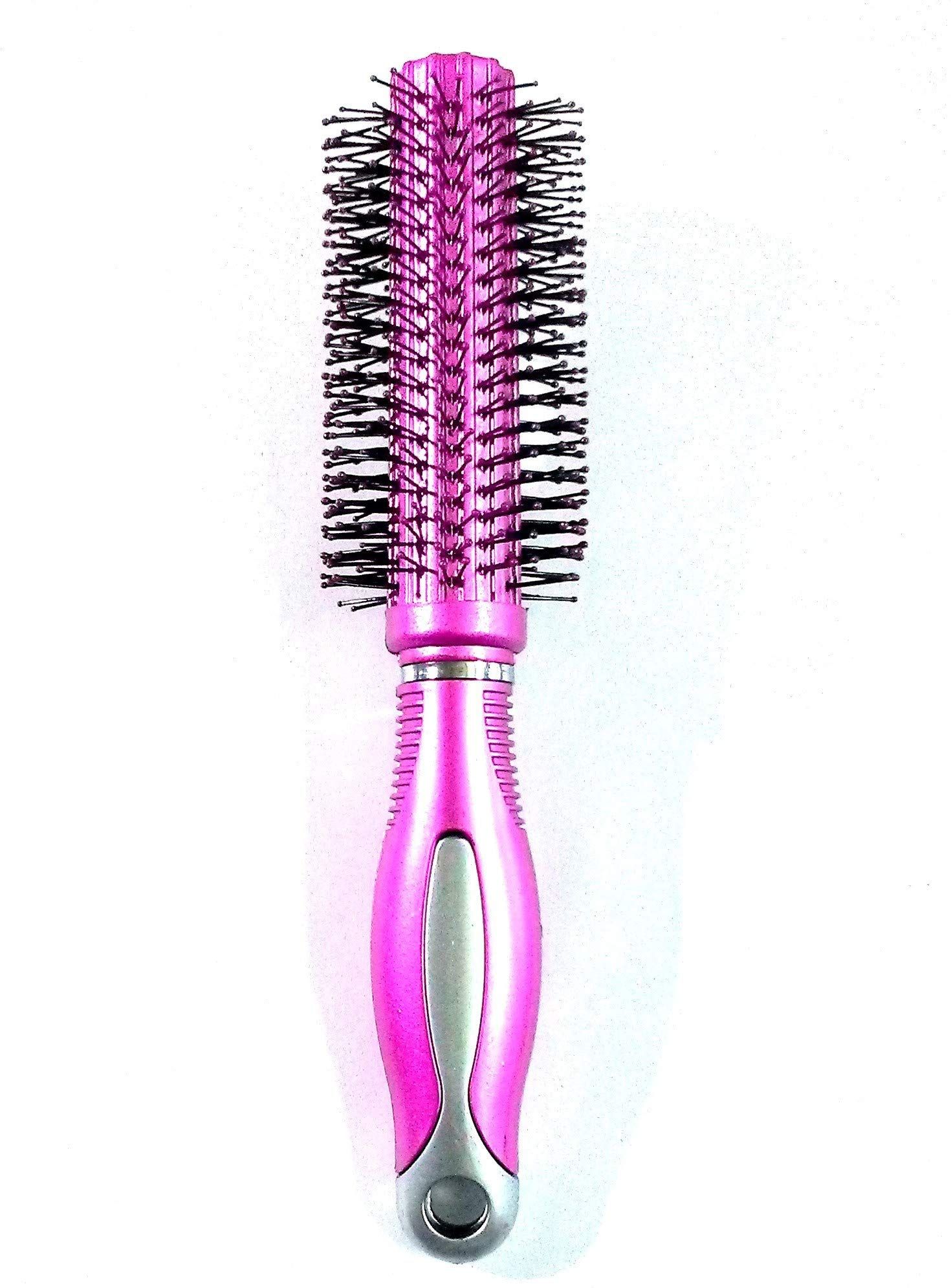 Round Hair Brush Comb (Multicolour, 22/6 cm)