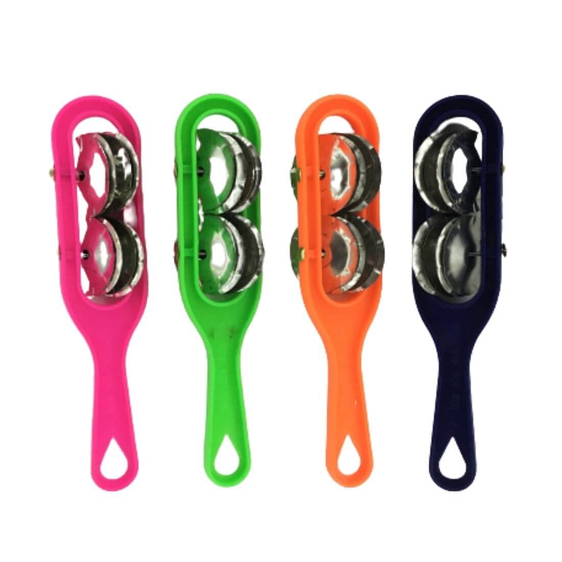 MAYAPURI Kanjira/Khartal Hand Percussion Jhika Cymbals Musical Instrument (4 pieces, Multi-color)