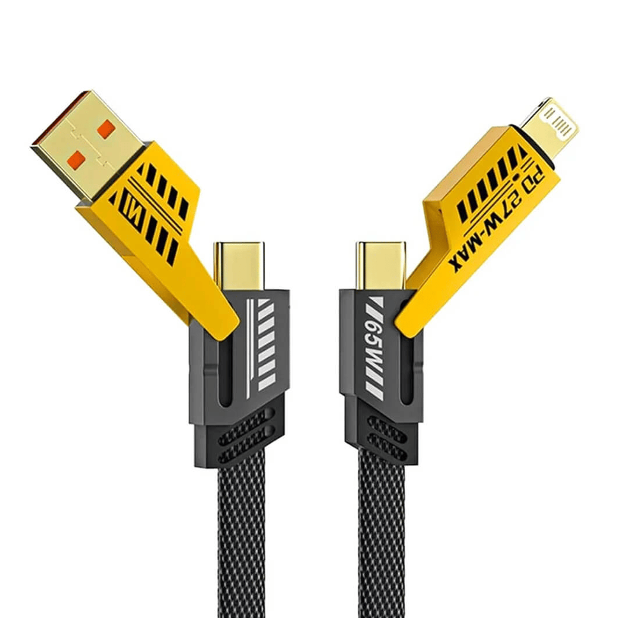4-in-1 65W Fast Charging Cable | USB, Lightning, C-Type Ports| AmpX