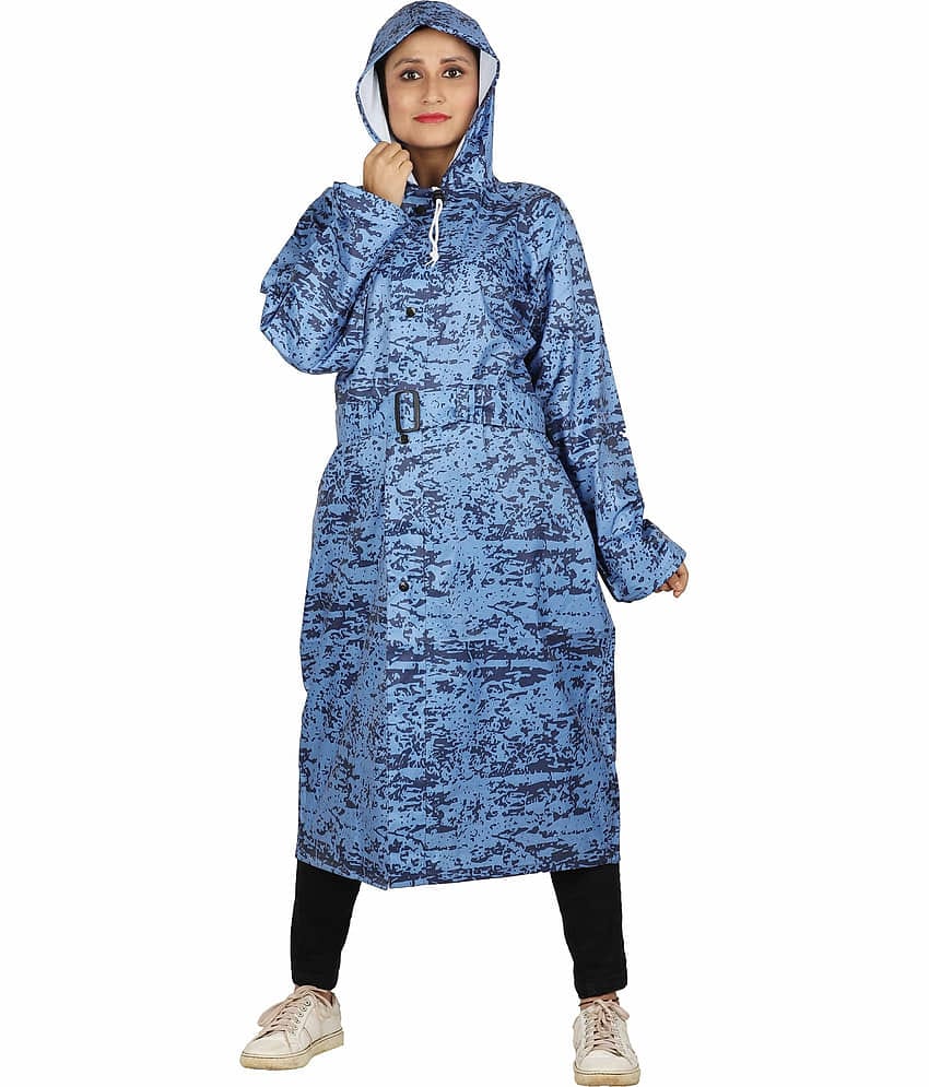 Goodluck Polyester Long Raincoat - Blue
