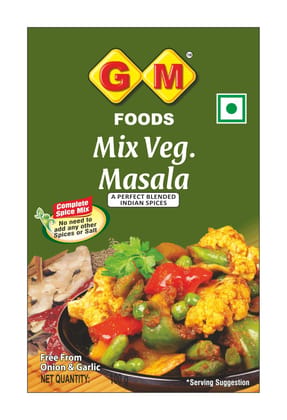 GM Foods Mix Veg Masala Powder 100g (Pack of 1) | Authentic Indian Spice Mix for Flavorful Sabjis | Rich Aroma & Flavour | Ready to Cook Spice Mix | No MSG, Artificial Colors & No Preservatives GM Foods Mix Veg Masala Powder 100g (Pack of 1) | Authentic Indian Spice Mix for Flavorful Sabjis | Rich Aroma & Flavour | Ready to Cook Spice Mix | No MSG, Artificial Colors & No Preservatives