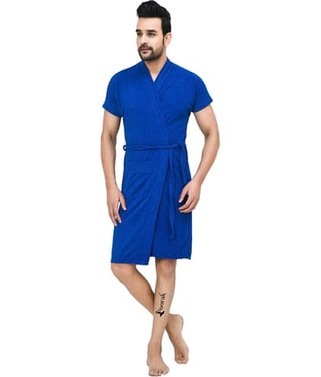 Poorak Blue Free Size Bathrobe ( Pack of 1 )