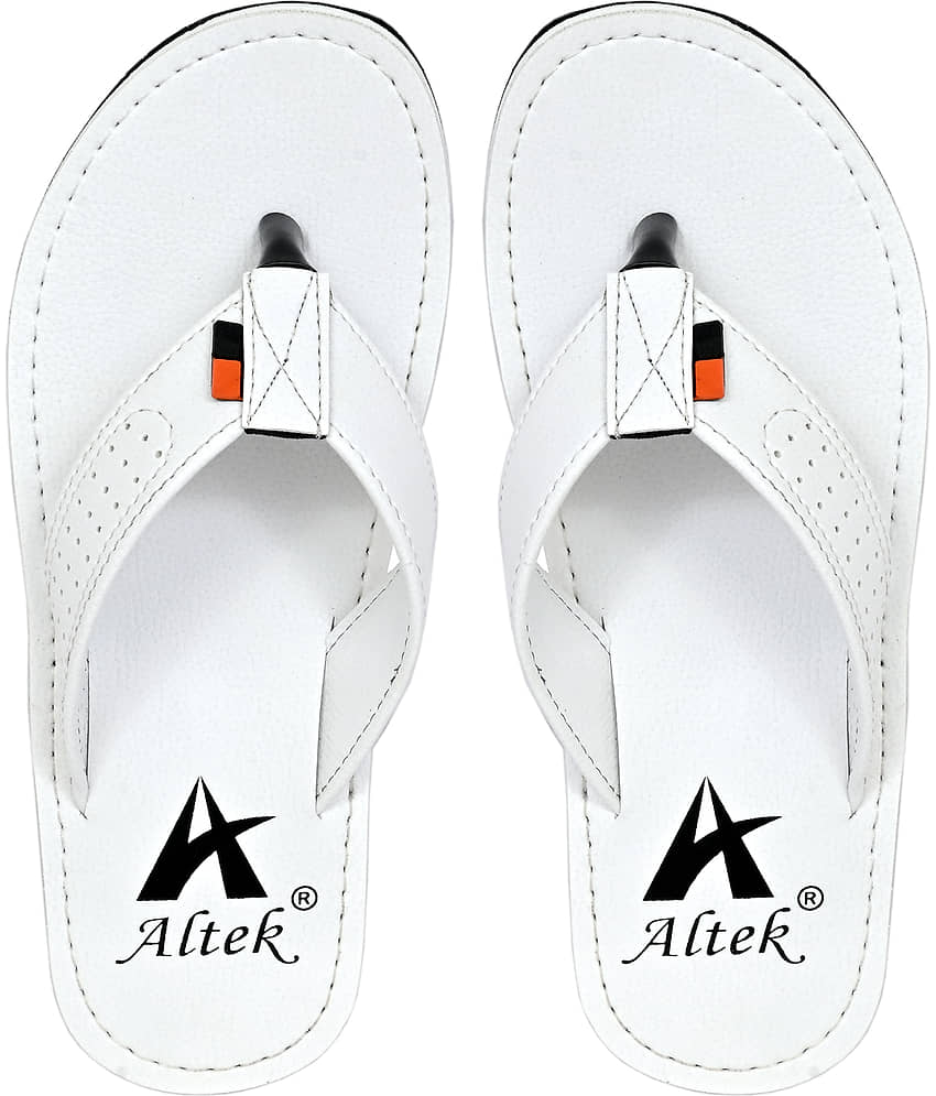 Altek White Men's Leather Slipper