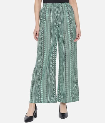 OTIRA Pack of 1 Crepe Straight Women's Palazzos ( Green )