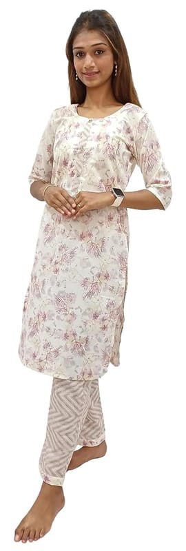 Mom And Me Light Pink Pure Cotton Kurta Set (L) | Premium Printed Fabric | Ethnic Casual