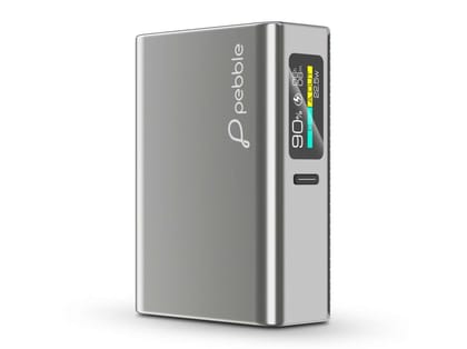Pebble Rapid Qube 22.5W Fast Charging Power Bank, Compact & Sleek, Digital Display, Type-C Input, 10-Way Circuit Protection