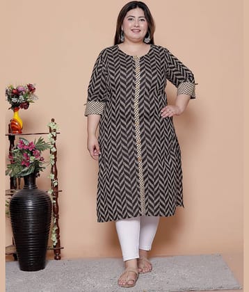 Avnii Women Cotton Printed A-line Kurti ( Black )
