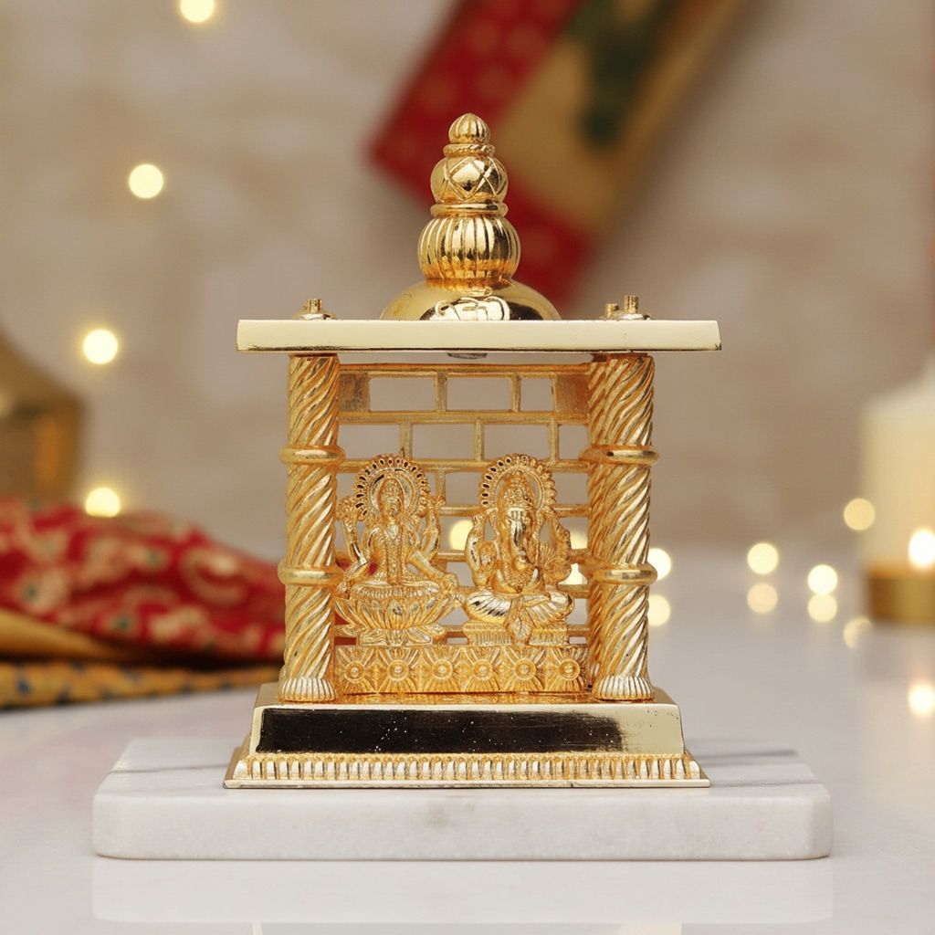 Aluminium Lakshmi Ganesh Darbar Idol Statue for Diwali Gift & Home Temple Decor, Height : 5.5 Inch (ASMAS163 B)