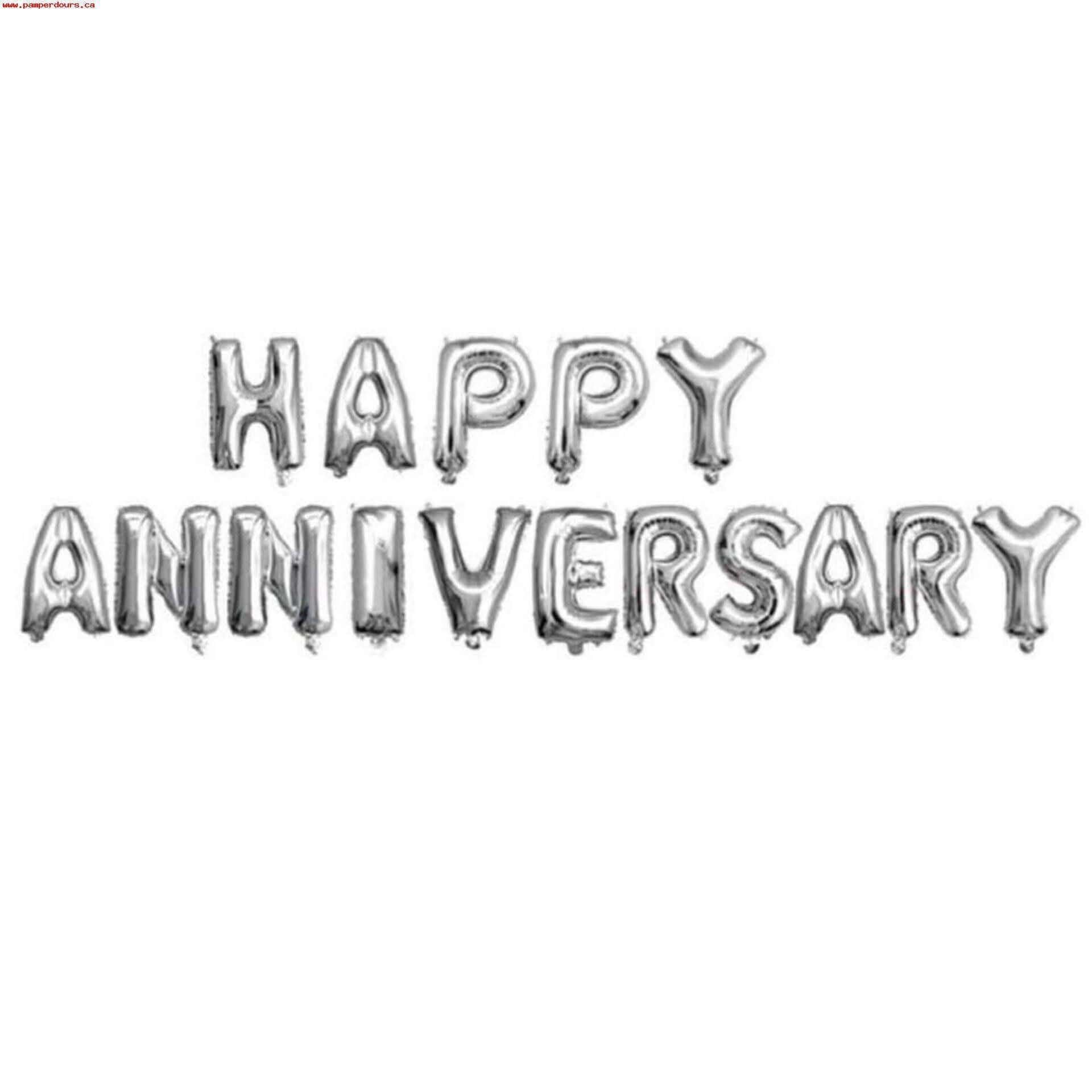 Happy Anniversary Silver Balloon Banner - 16PC
