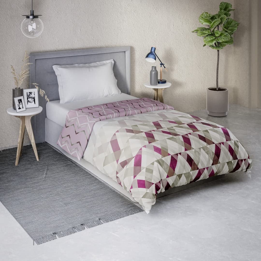 DDECOR - Cherish Collection 100% Cotton Geometric Pattern 150TC Single Quilt|152 CM X 229 CM| - Wine