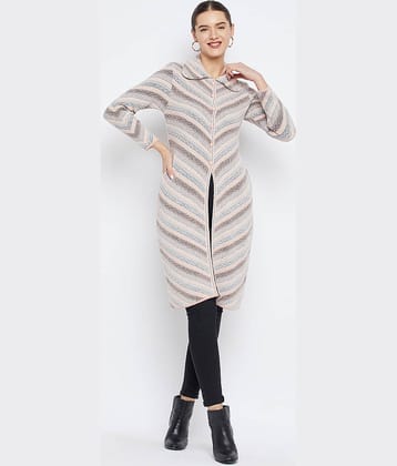 zigo Woollen Regular Collar Women's Cardigans Dress - Peach ( Single )