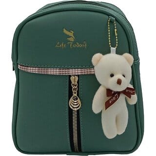 Small Backpack Girls Stylish Bag Vegan Leather Bags 3 L Backpack (Green)