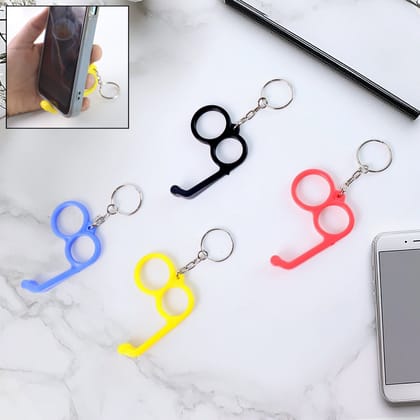 2-in-1 Plastic Dual-Finger Mobile Stand cum Keyring  (1 Pc, Mixed Color)