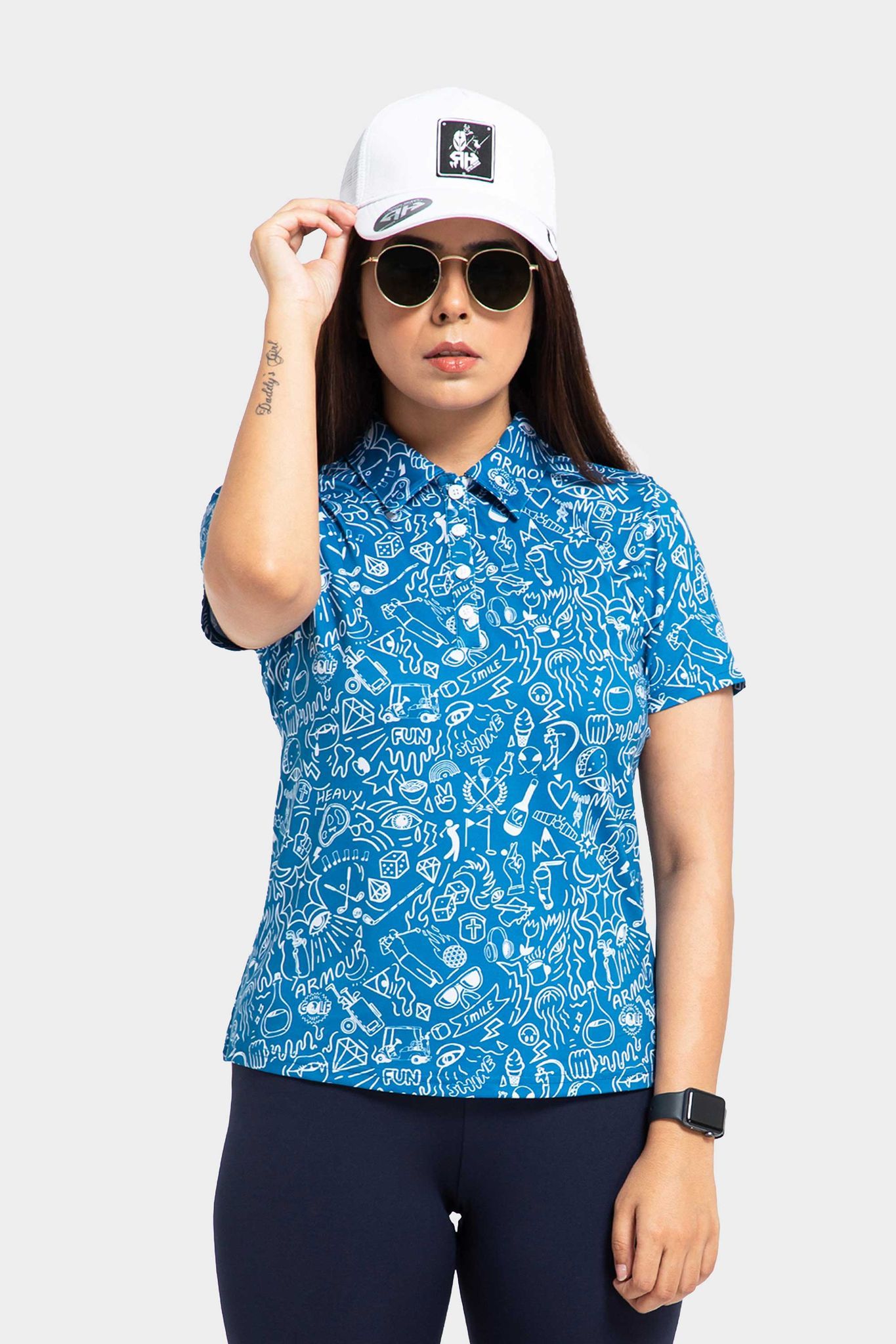 Blue Doodle Women AH Polo Shirt