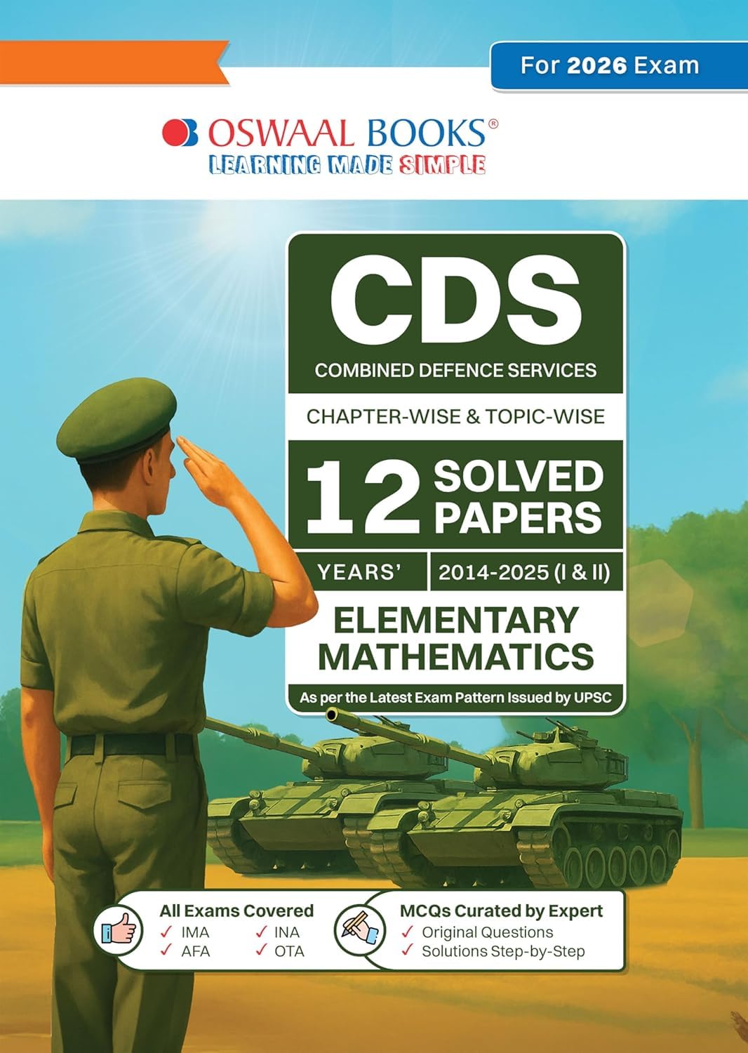 Oswaal CDS Chapter-wise & Topic-wise 12 Years' Solved Papers 2014-2025 (I &II) Elementary Mathematics for latest