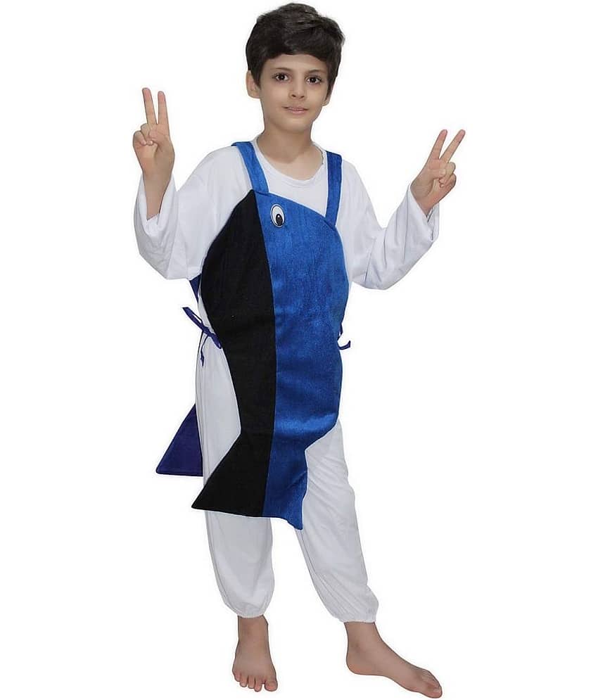 Kaku Fancy Dresses Whale Fish Costume -Blue & Black, 10-12 Years, For Boys & Girls
