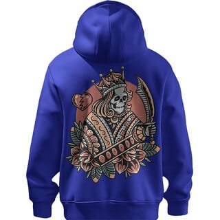 BULL CLOTHING Men's Dark Blue Hoodie King Printed Design 60 Cotton 40 Poly 280 GSM Fleece BULL CLOTHING Men's Dark Blue Hoodie King Printed Design 60 Cotton 40 Poly 280 GSM Fleece