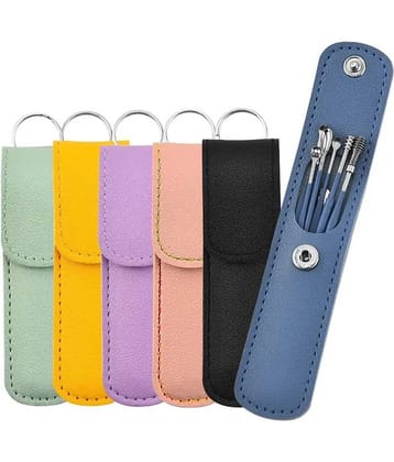 GEEO 6 Pcs Ear Wax Cleaner - Reusable Ear Cleaner Tool Set with Storage Storage Leather Pouch - Ear Wax Remover Tool Kit with Ear Curette Cleaner (Assorted Color)