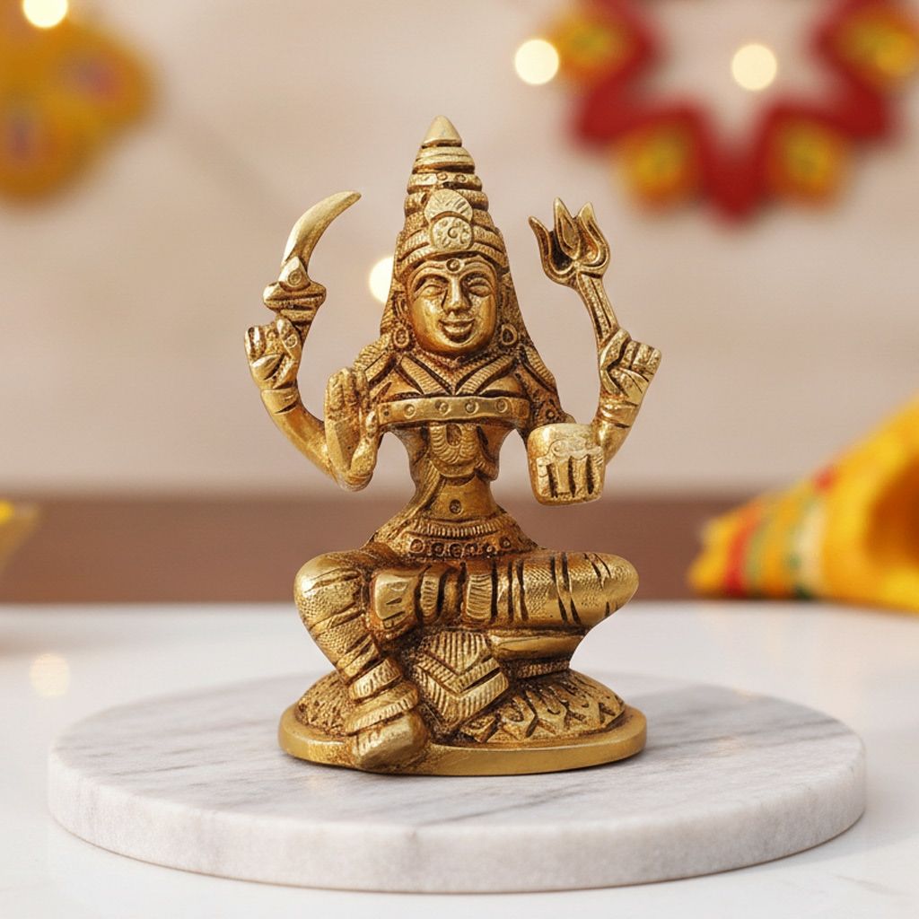 Brass Kalmari Devi God Idol – Handmade Brass Temple Home Decor Statue, Height : 4.2 Inch (BSMAS1027 B)