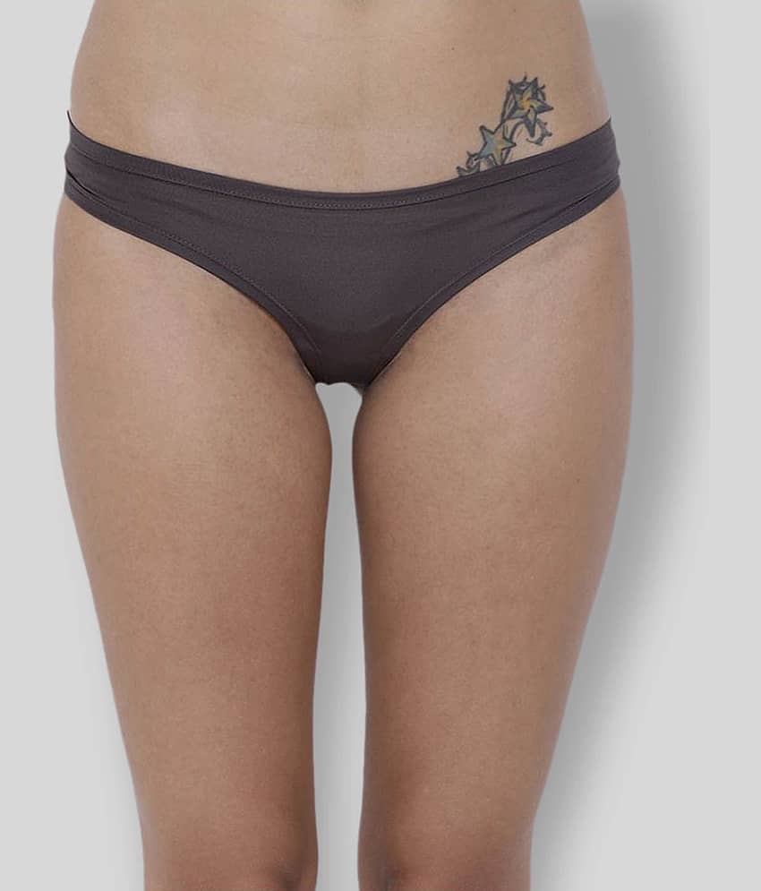 BASIICS By La Intimo Polyester Solid Women's Briefs ( Grey )