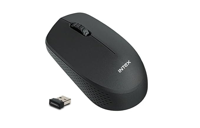 Intex Power+ 2.4GHz Wireless Mouse for PC, Laptop, Mac - Long Battery Life Optical Mouse with Nano USB Receiver, 1000 DPI Precision Tracking, Portable & Ergonomic Design (Black)