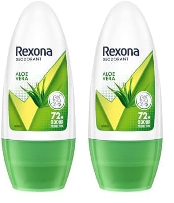 Rexona Aloe Vera Underarm Roll On Deodorant For Women, Antiperspirant, Removes Odour, Keeps Skin Fresh & Clean, Alcohol Free, Skin Friendly, 50 ml (Pack of 2) Rexona Aloe Vera Underarm Roll On Deodorant For Women, Antiperspirant, Removes Odour, Keeps Skin Fresh & Clean, Alcohol Free, Skin Friendly, 50 ml (Pack of 2)