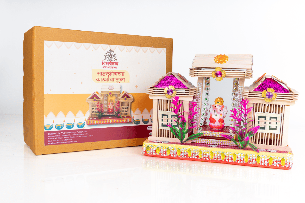 Ice cream Stick Jhulla with Ganesh Idol 1 piece each