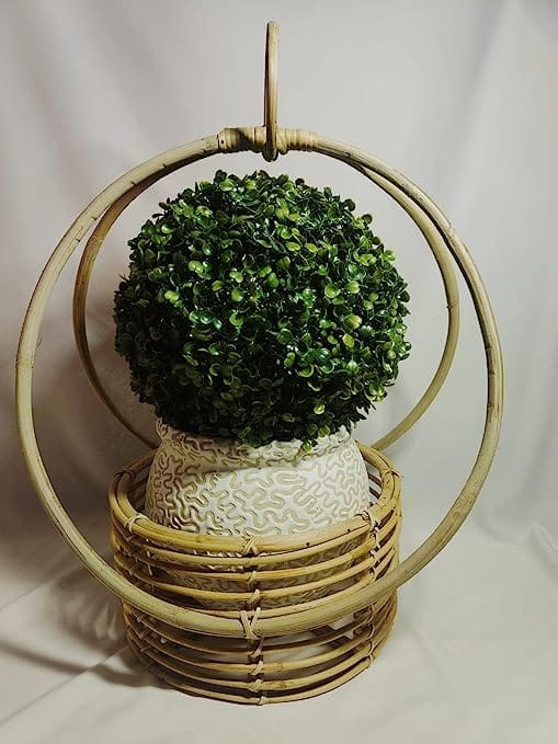 Ring Shaped Handcrafted Cane & Bamboo Hanging Planter