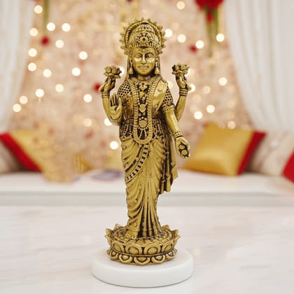 Traditional Brass Lakshmi Mata Statue for Home Temple & Gifting, Height : 4.5 Inch (BSMAS1868 L)