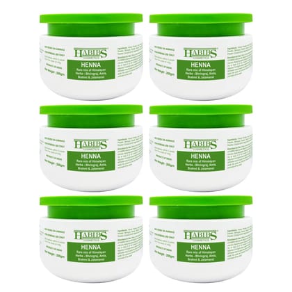 Habibs Orgamatics Natural Henna Mehndi Powder Enriched with Bhringraj, Amla, Brahmi,Jatamansi For Natural Hair Coloring 200Gm Pack of 6 Habibs Orgamatics Natural Henna Mehndi Powder Enriched with Bhringraj, Amla, Brahmi,Jatamansi For Natural Hair Colorin