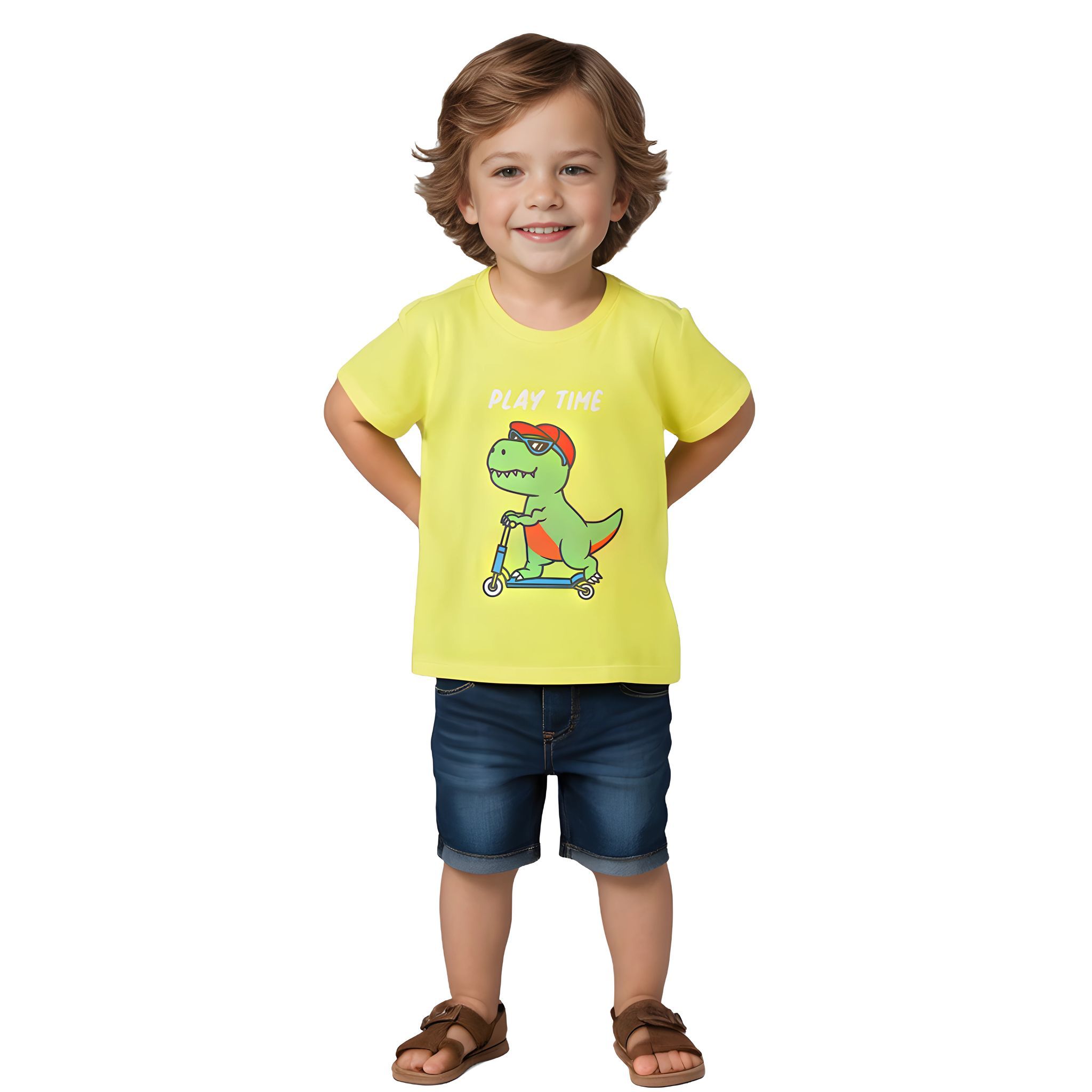 Boys T shirt Cotton Sulphur Spring Lime Skating Dino