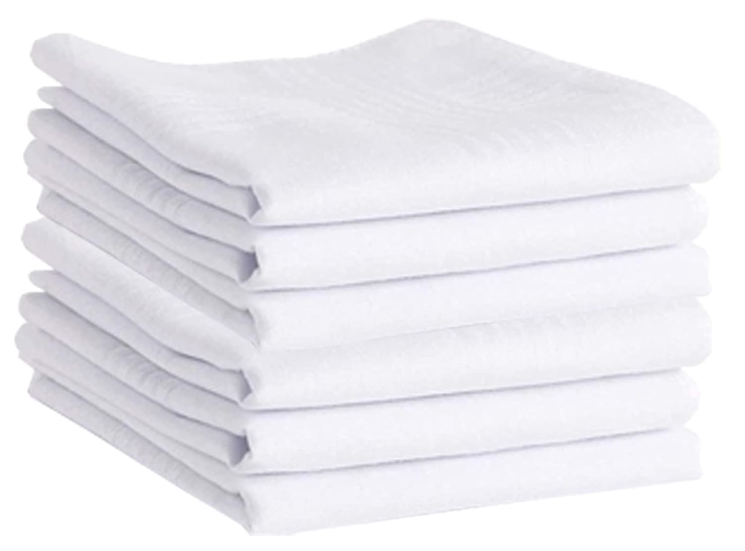 100% Cotton Premium Collection Handkerchiefs Hanky for Men, Set of 6 (White), Standard