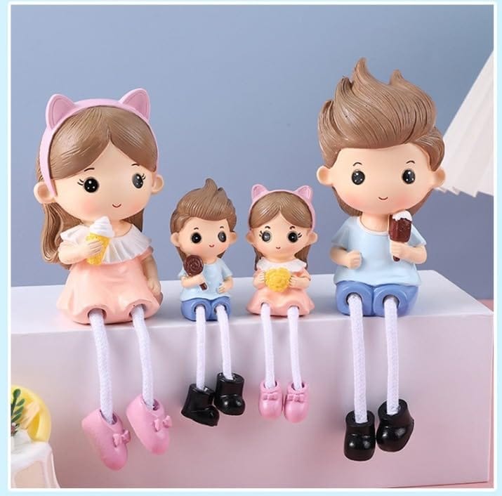 SATYAM KRAFT 1 Set Hanging Legs Romantic Couple Showpiece Cute Boy Girl Figurine for Home Decor Living Room