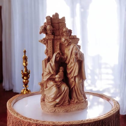 AMS Jesus Christ Idol Holy Family with Jesus, Mary & Joseph Premium Handcrafted Statue Perfect Figurine for Home Decor, Prayer Room & Gifting 20 Cm
