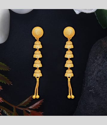 LUV FASHION Golden Drop Earrings ( Pack of 1 )